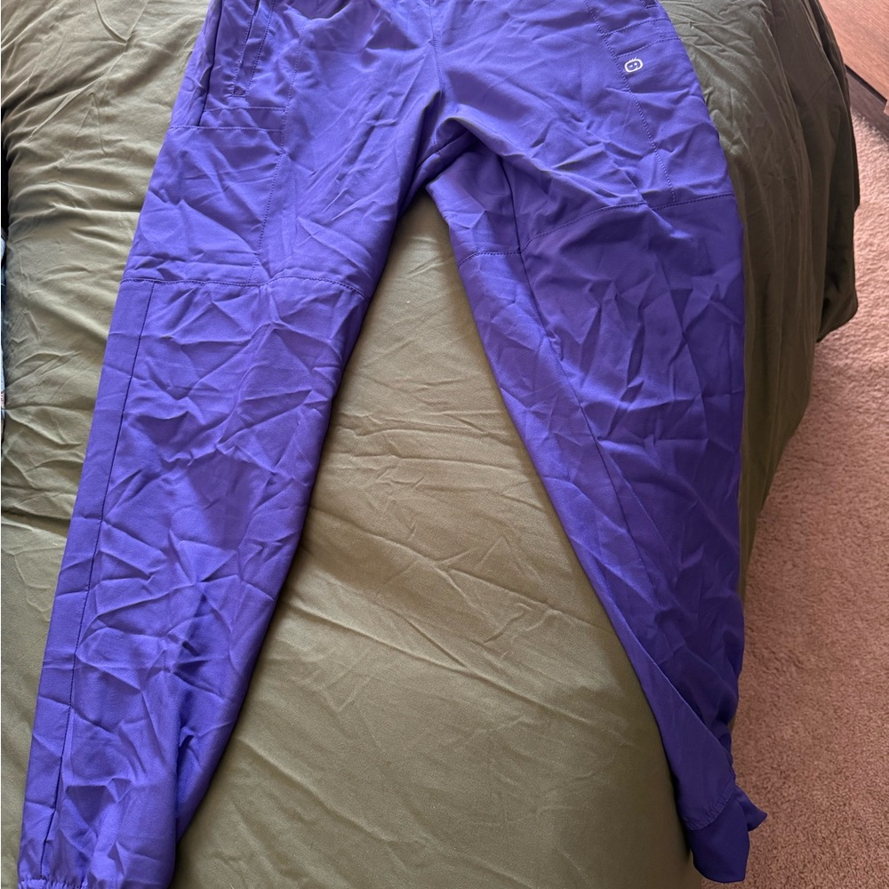 Wonderwink high waisted jogger scrub pants purple